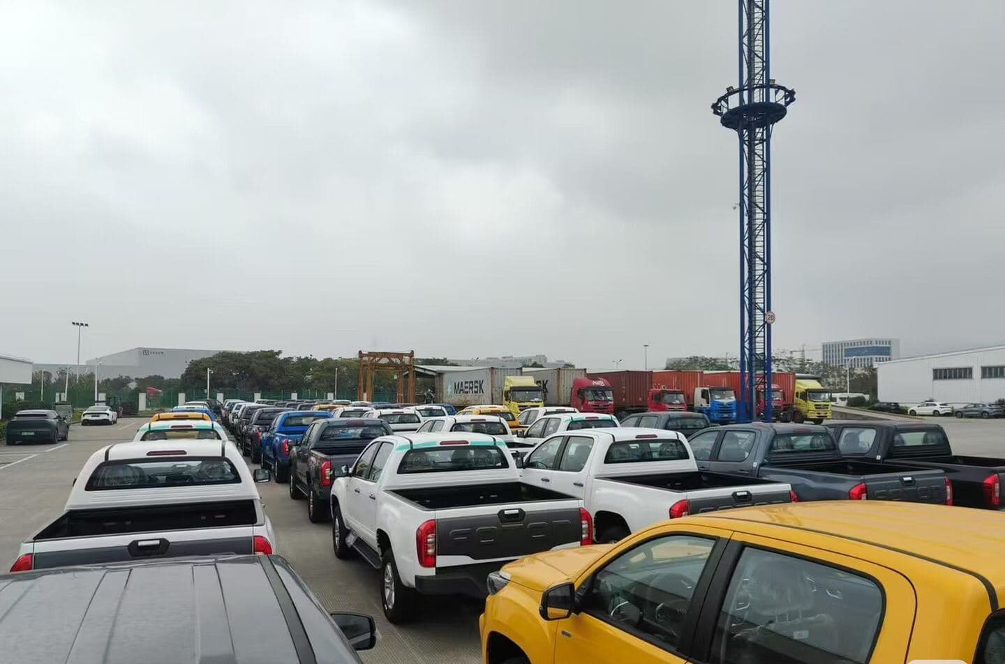 Vehicles staged for export