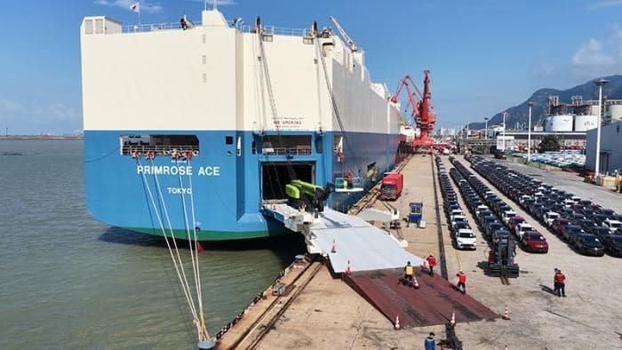 Ro-Ro vessel loading at the quay